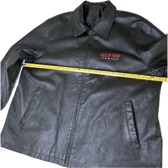 Vintage LAS VEGAS CASINO Valley View Leather Jacket 90s Men’s L Black - Picture 8 of 11